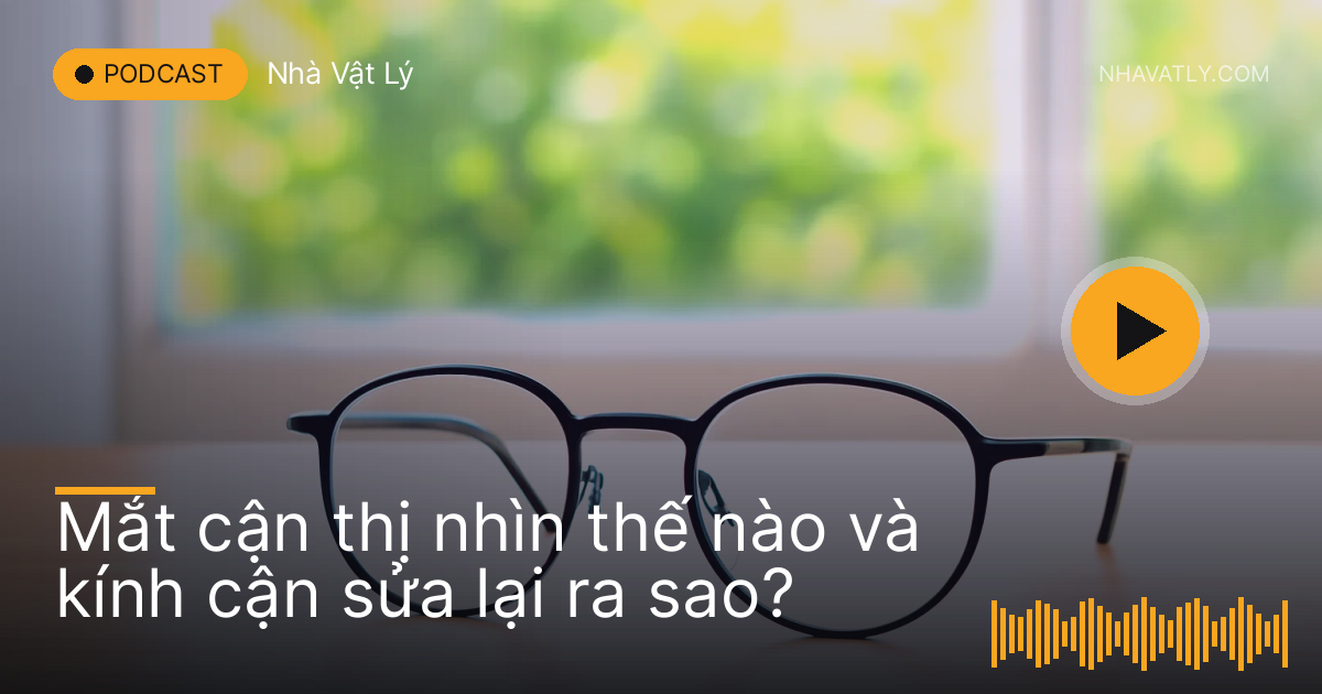 Cặp kính cận đặt trên bàn học gỗ, khung cửa sổ mờ phía sau